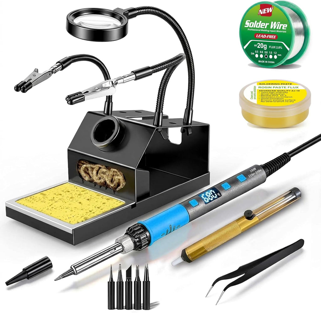 OIDJK-01 100W 7-in-1 Soldering Iron Kit, 180°C-500°C, Multifunctional Anti-slip Stand, Auto Sleep Mode (Blue)